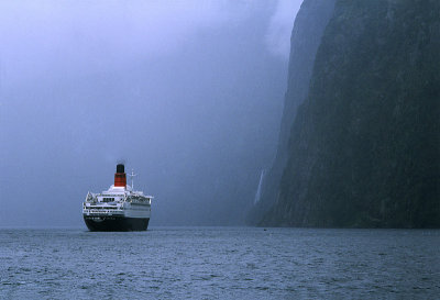 QE2 at Milford Sound, Fiordland, New Zealand