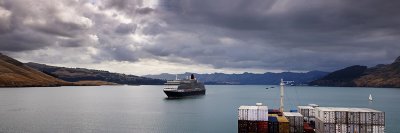 Queen Victoria sails from Lyttelton, Canterbury, New Zealand