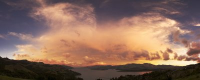 Storm clouds at sunset, Lyttelton Harbour, Canterbury, New Zealand