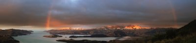 Rainbow at sunset, Lyttelton Harbour, Canterbury, New Zealand