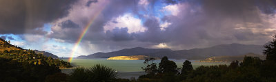 Rainbow in passing showers, Lyttelton Harbour, Canterbury, New Zealand