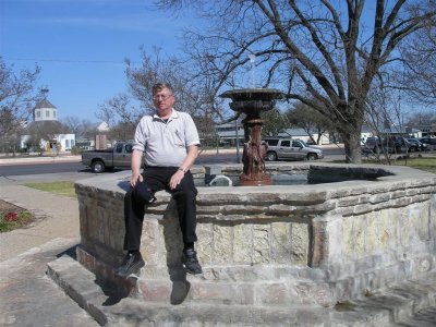 Fredericksburg Texas fountain in front of library