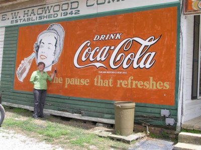 Bernice and another antique Coke sign