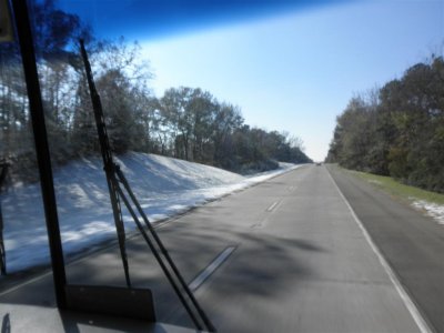 As we got closer to Jackson, MS there was more snow