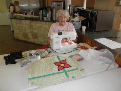 Barbara making quilted placemats