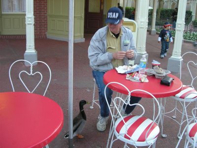 Rolf says, I don't share food.  Disney