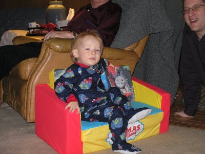 Zachary Lane relaxing in sofa from Aunt Crystal