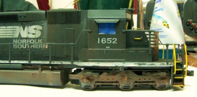 Final stage weathered added grab irons, rails, white sill and painted handrails yellow like the real engine