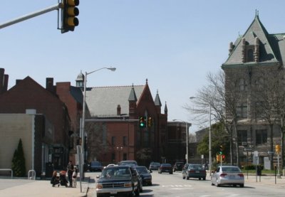 View up Merrimack towards Theatres