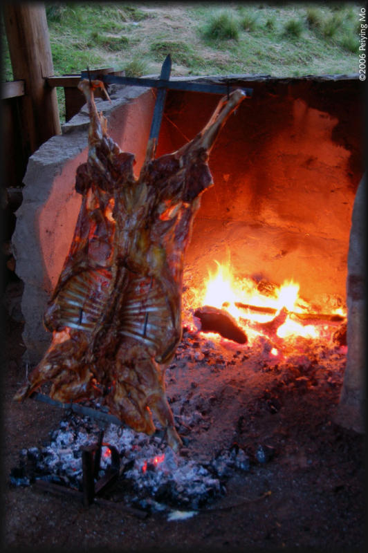 Asado - the lamb has been grilled for more than 3 hours.