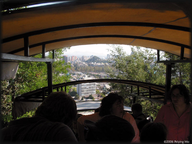 Riding a funicular at the Metropolitan Park, northeast side of the city