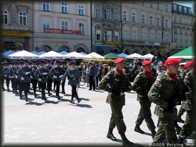 Armed forces marching through the square