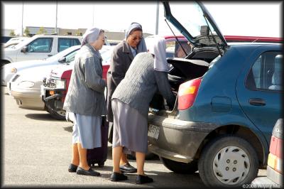 Three nuns at the Punta Arenas airport