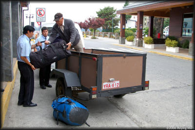 Hauling our luggage - weight limit: 35lbs/person