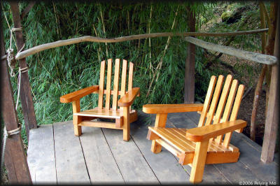 Two lounge chairs overlook the river - we used them for drying clothes.