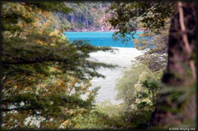 A dramatic color change when Rio Frias hits Lago Nahuel Huapi