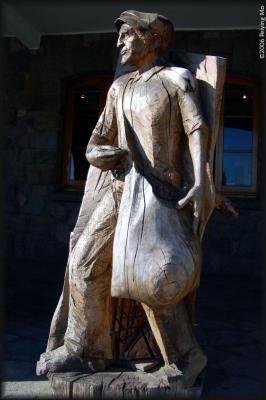 A wooden statue