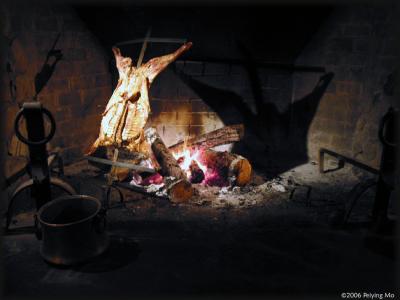 The asado being prepared