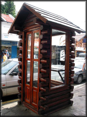 Local phone booth - no shortage of wood