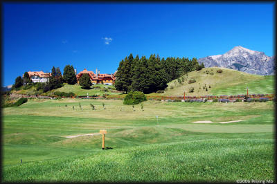 Golf course at Hotel LLao Llao, a landmark noted for its brilliant location and wonderful architecture