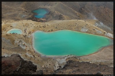 The colors of the lakes come from the discharges from the volcanoes