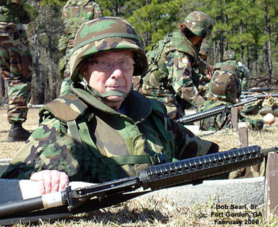 Old WWII Soldier in Boot Camp exercise in  Feb 2006 - Bob Searl