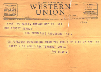 September 1943 Telegram from UK