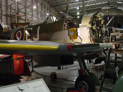 Spitfire with engine removed.