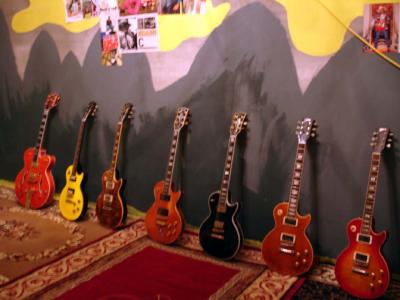 Some of Guoxi's guitars (he has over 40)