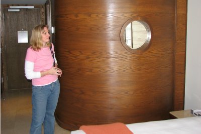 Kerri checks out a porthole mirror