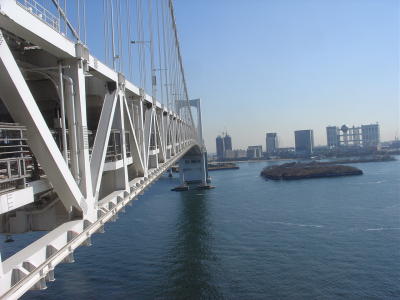 Tokyo walking across Rainbow Bridge