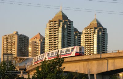 Skytrain near Brentwood, a rapidly growing town centre in North Burnaby
