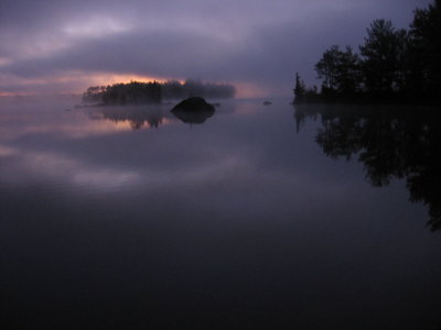 foggy sunrise Baxter's Pockwockamus Pond