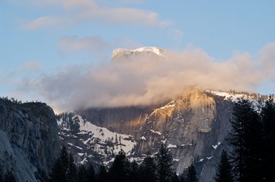 Half Dome with clouds