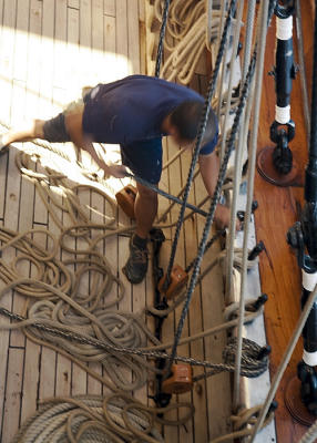 Adjusting the sails
