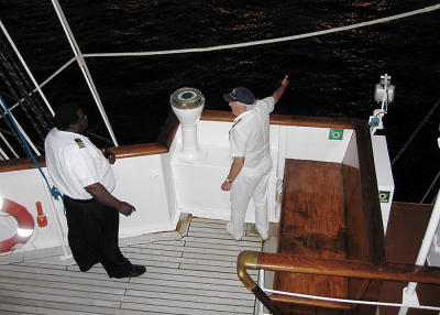 Captain supervises the docking