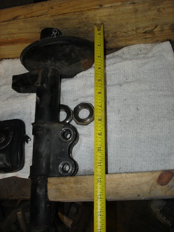 The rear strut housing from the same point would be 11 3/4