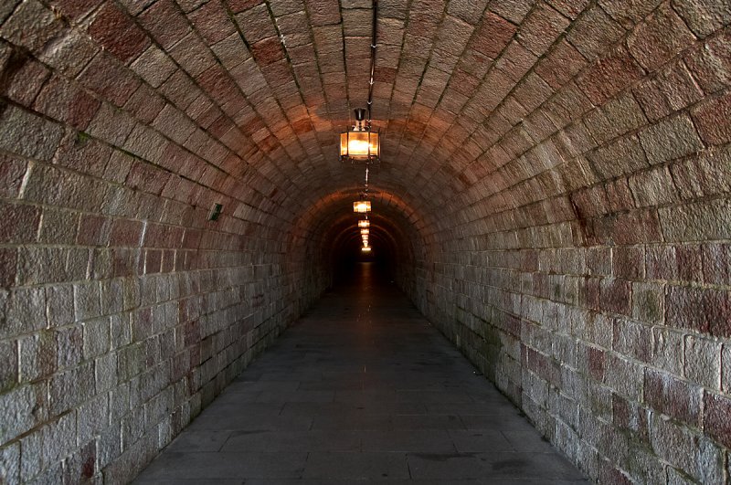 Tunnel to the golden elevator