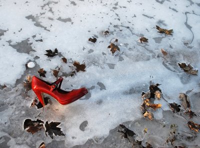 Red Shoe On Ice