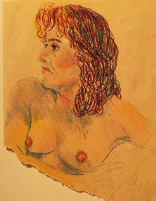 Nude Torso Study, Colored Pencil