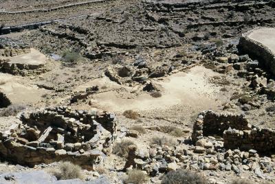Abandonned village, terrace, walls