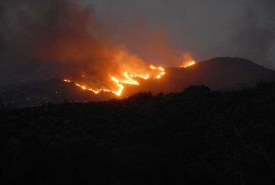 Fire coming towards us Monday Eve Glenn Ranch Rd