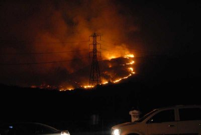 Fire coming towards us Monday Eve Glenn Ranch Rd