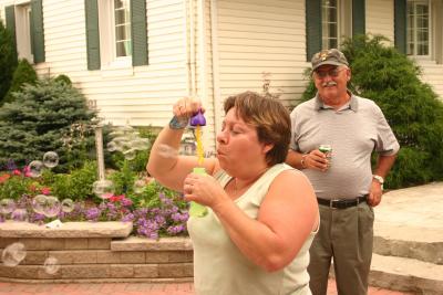 Melinda blowing bubbles 2004