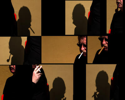 Collages of a man and his shadow