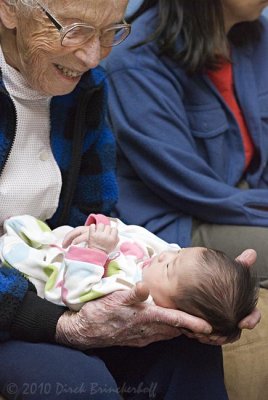 Great Grandma Holds Kailee for the First Time