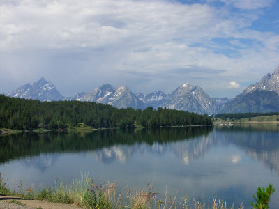 Grand Tetons reflected in Jackson Lake  PW.JPG