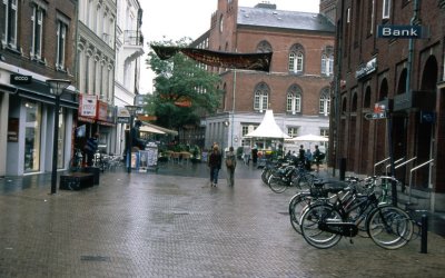 Odense.A pedestrian street,near the city hall.