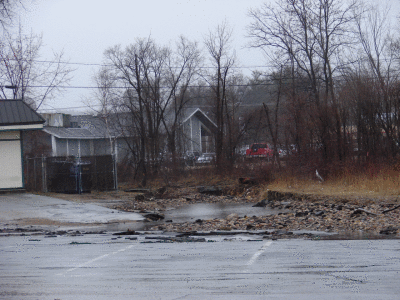 04/16/07- River overflow thru Parking Lot, Fitchburg, MA