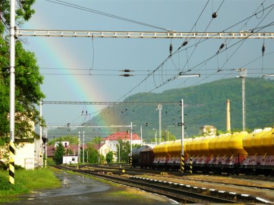 Rainbow and trains ...Decn-vchod...CZ
